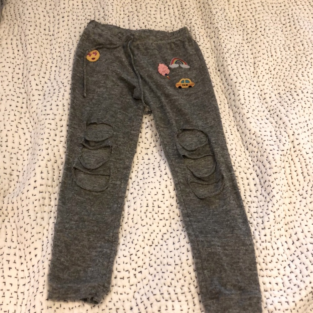 Dark Grey Patched Sweatpants